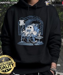 Cozy ghost hoodie featuring a cute design, perfect for me-time relaxation and Halloween vibes.