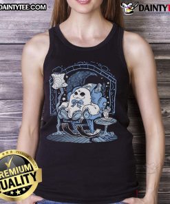 Alt Text: Cute Me Time Cozy Ghost Tank Top featuring a whimsical ghost design, perfect for casual wear and Halloween vibes.