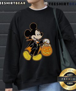 Alt Text: Cute Mickey Mouse Halloween Dracula pumpkin candy glow sweatshirt perfect for festive celebrations and cozy nights.