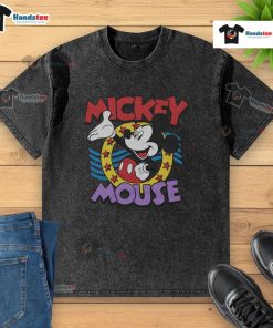 Alt Text: Cute Mickey Mouse stars washed t-shirt featuring a vibrant graphic design perfect for Disney fans.