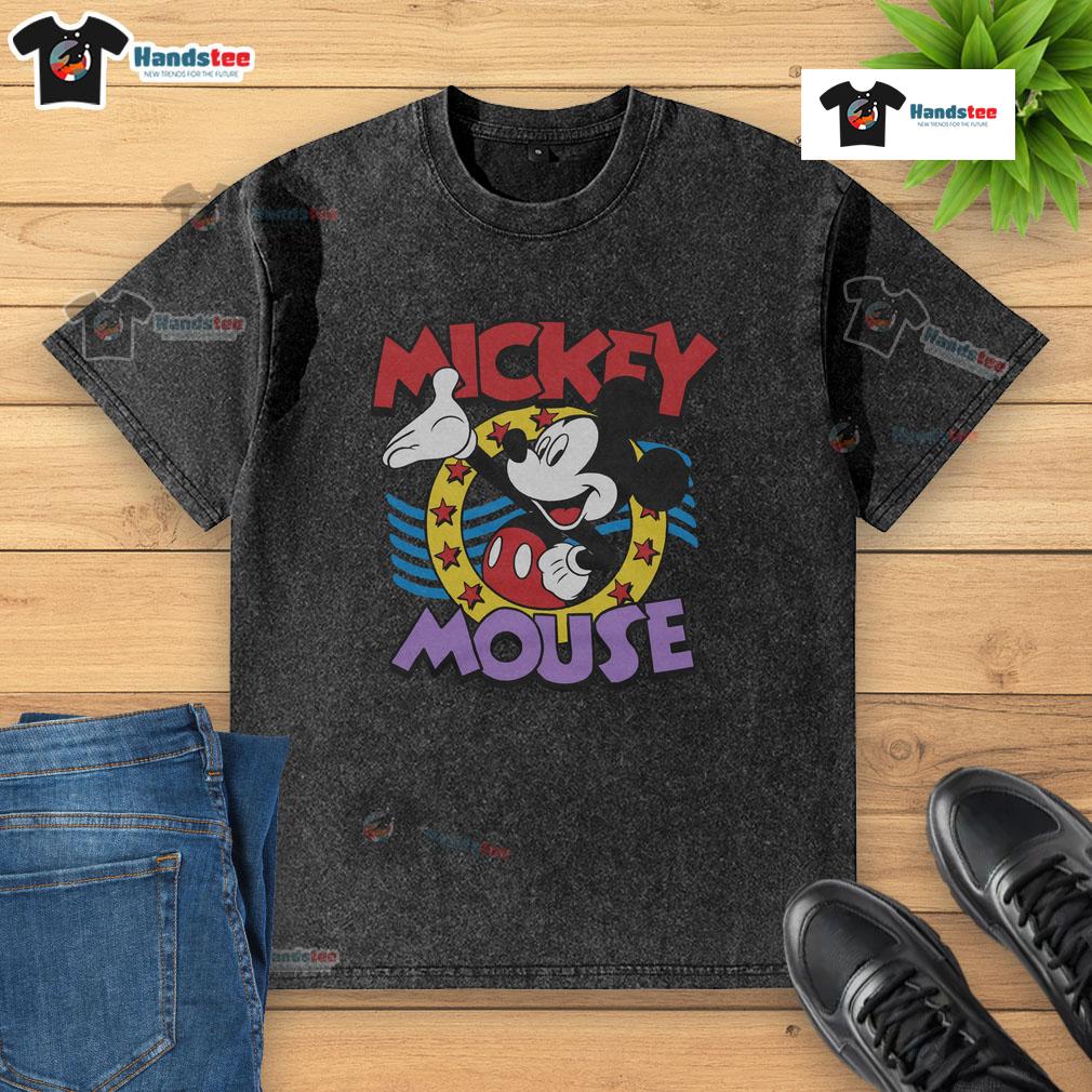 Cute Mickey Mouse Stars Washed T Shirt Alt Text: Cute Mickey Mouse stars washed t-shirt featuring a vibrant graphic design perfect for Disney fans.