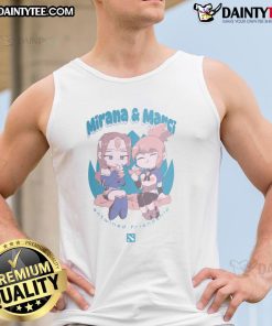 Alt Text: Cute Mirana and Marci entwined friendship tank top design featuring vibrant colors and playful graphics.