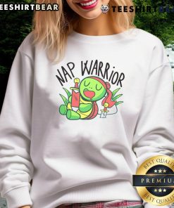 Alt Text: Cute Nap Warrior Turtle sleeping with a sword on a funny lazy sweatshirt design, perfect for relaxed days.