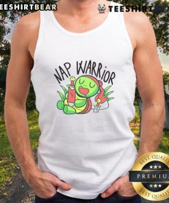 Cute nap warrior turtle sleeping with a sword on a funny lazy tank top, perfect for turtle lovers and humor fans.