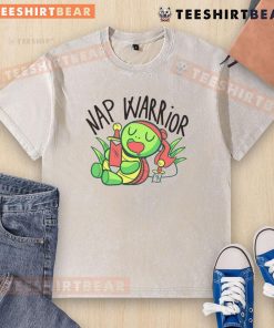 Alt Text: Cute nap warrior turtle sleeping with a sword on a funny lazy washed t-shirt design, perfect for relaxation lovers.