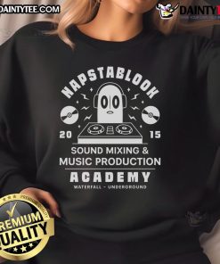 Cute Napstablook sound mixing emblem sweatshirt featuring a playful design for music lovers and fans of Undertale.