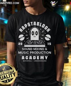 Alt Text: Cute Napstablook Sound Mixing Emblem T-Shirt featuring a whimsical design inspired by the popular game character.