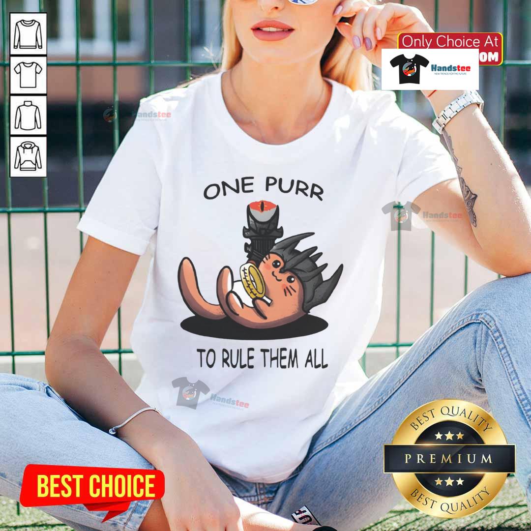 Cute One Purr To Rule Them All Lord Of The Rings Cat Ladies Tee Alt Text: Adorable One Purr to Rule Them All cat-themed tee for ladies, inspired by Lord of the Rings, featuring a cute cat design.
