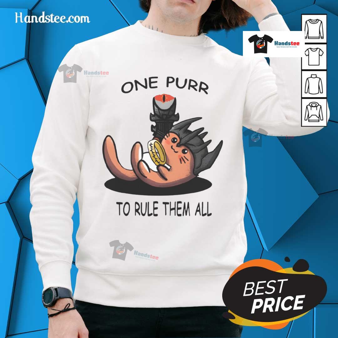 Cute One Purr To Rule Them All Lord Of The Rings Cat Sweatshirt Alt Text: Cute One Purr to Rule Them All Lord of the Rings Cat Sweatshirt featuring a playful feline design.