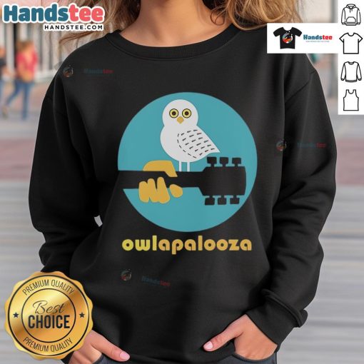 Cute Owlapalooza sweatshirt featuring a colorful owl design, perfect for cozy casual wear and owl lovers.