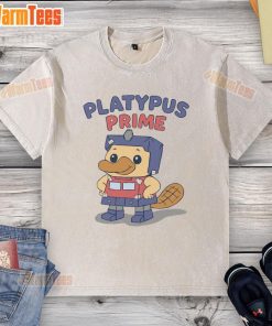Funny washed t-shirt featuring a cute platypus design, perfect for animal lovers and casual wear enthusiasts.
