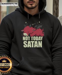 Alt Text: Cute 'Please Not Today Satan' hoodie featuring a playful design perfect for casual wear and expressing humor.