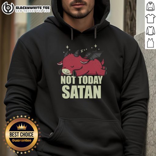Alt Text: Cute 'Please Not Today Satan' hoodie featuring a playful design perfect for casual wear and expressing humor.