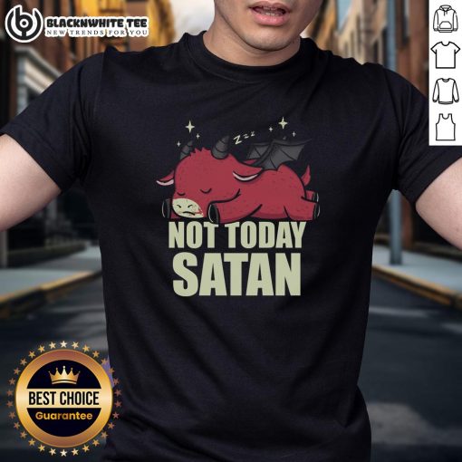 Alt Text: Cute Please Not Today Satan T-Shirt featuring a playful design perfect for casual wear and expressing a lighthearted attitude.