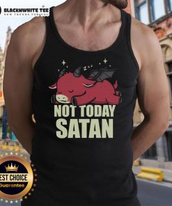 Cute 'Please Not Today Satan' tank top featuring a fun design, perfect for casual wear and expressing humor.