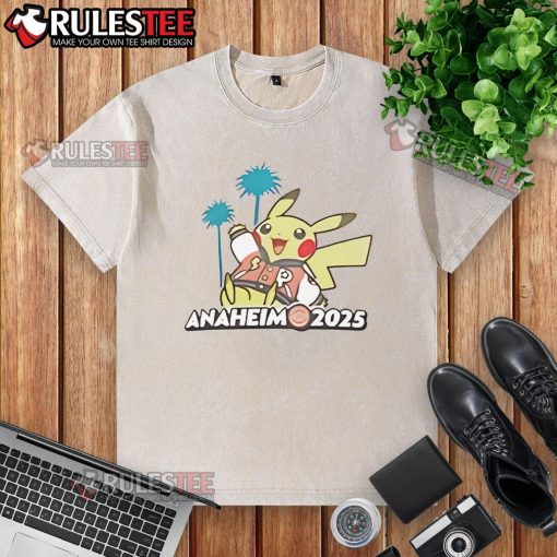 Adorable Cute Pokemon GO Anaheim 2025 washed t-shirt featuring vibrant graphics and a comfortable fit for gamers.