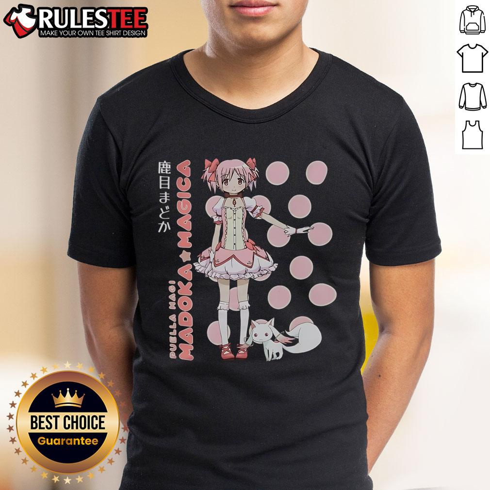 Cute Puella Magi Madoka Magica Madoka Kaname Polka Dot T Shirt Cute Puella Magi Madoka Magica Madoka Kaname in a stylish polka dot T-shirt, perfect for anime fans.