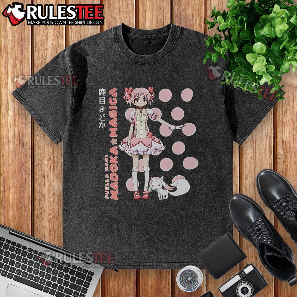 Cute Puella Magi Madoka Magica Madoka Kaname Polka Dot Washed T Shirt