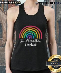 Cute rainbow kindergarten teacher back-to-school tank top, perfect for welcoming students with style and cheer.