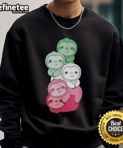 Cute Rainbow Sloth Stack Sweatshirt featuring colorful sloths in a playful design, perfect for cozy casual wear.