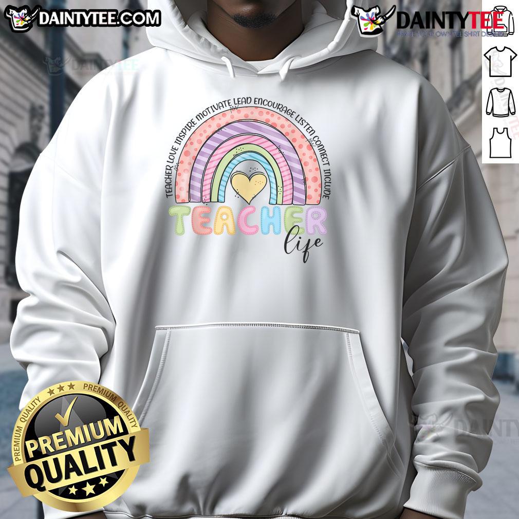 Cute Rainbow Teacher Life Teacher Last Day Of School Hoodie Cute Rainbow Teacher Life hoodie for the last day of school, perfect gift for teachers celebrating the end of the year.