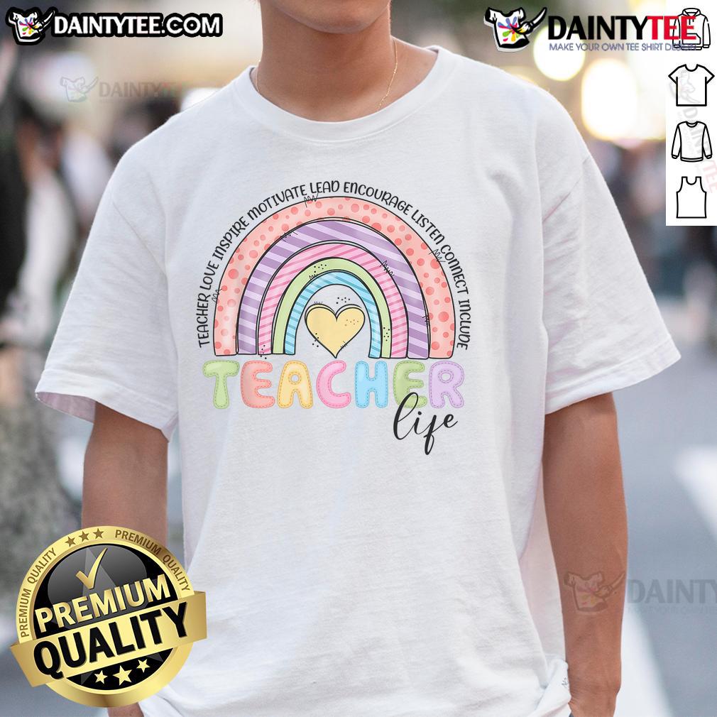 Cute Rainbow Teacher Life Teacher Last Day Of School T Shirt Alt Text: Cute Rainbow Teacher Life T-Shirt for Last Day of School, celebrating teachers with vibrant colors and fun design.