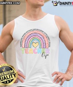 Cute rainbow teacher life tank top for the last day of school, perfect for celebrating teachers' achievements.