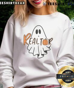 Cute realtor ghost Halloween sweatshirt featuring a playful ghost design perfect for spooky season fashion.