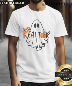 Adorable Realtor Ghost Halloween T-Shirt featuring a friendly ghost design perfect for spooky season and real estate fans.