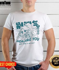 Alt Text: Cute Riot Games merch featuring Sage chibi from Valorant on a 'Your Duty Is Not Over' T-shirt.