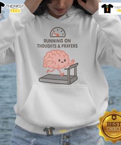 Alt Text: Cute Running on Thoughts and Prayers hoodie design featuring vibrant colors and a casual style for everyday wear.