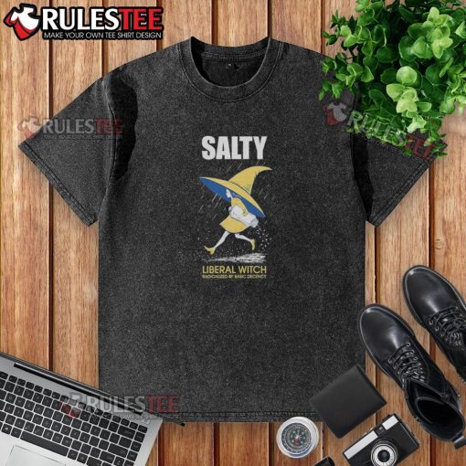 Alt Text: Cute salty liberal witch in a washed t-shirt, embodying radicalized by basic decency with a playful vibe.