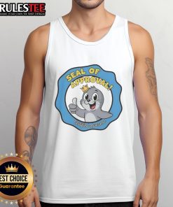 Alt Text: Cute Seal of Approval graphic on a certified awesome tank top, perfect for casual wear and showcasing fun style.