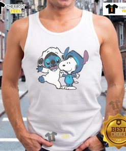 Alt Text: Cute Snoopy and Stitch tank top featuring vibrant colors and playful cartoon designs, perfect for casual summer wear.