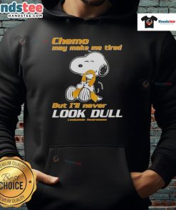 Cute Snoopy hoodie for leukemia awareness, showcasing vibrant colors and a motivational message about chemo fatigue.