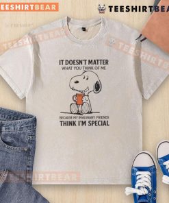 Cute Snoopy t-shirt featuring the quote 'It doesn't matter what you think of me' with whimsical design.