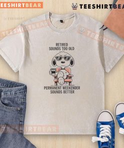 Cute Snoopy graphic on a washed t-shirt with 'Permanent Weekender' text, perfect for relaxed style and weekend vibes.