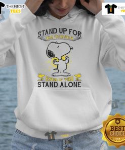 Cute Snoopy hoodie featuring the quote 'Stand Up For What You Believe In Even If You Stand Alone' - perfect for inspiration.