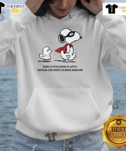 Adorable Snoopy and Woodstock hoodie with the quote 'Being a little weird is just a natural side effect of being awesome.'