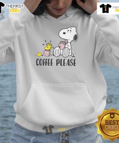 Cute Snoopy and Woodstock Coffee Please hoodie design featuring vibrant graphics and cozy fit for fans.