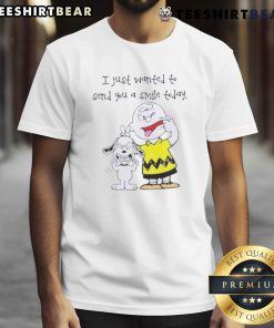Alt Text: Cute Snoopy X Charlie Brown I Just Wanted To Send You A Smile Today T-Shirt featuring beloved characters in vibrant colors.