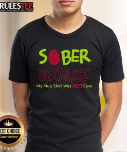 Alt Text: Cute Sober Because My Mug Shot Was Not T-Shirt featuring a playful design, perfect for sober living advocates.