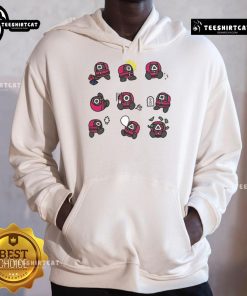 Alt Text: Cute Squid Game Supervisor hoodie featuring square, round, and triangle emojis in a stylish graphic design.
