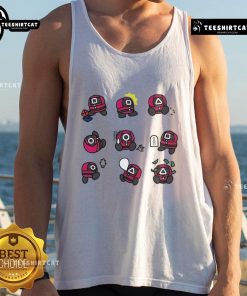 Alt Text: Cute Squid Game Supervisor tank top featuring square, round, and triangle emojis in a stylish graphic design.