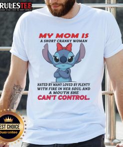 Alt Text: Cute Stitch t-shirt featuring a short, cranky woman with a fiery spirit, loved by many, perfect for unique style.