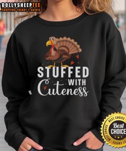 Cute stuffed turkey Thanksgiving sweatshirt featuring a playful design perfect for the holiday season.