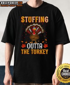 Adorable Thanksgiving t-shirt featuring 'Cute Stuffing Outta The Turkey' design, perfect for holiday celebrations.