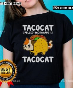Alt Text: Cute Tacocat Spelled Backwards Is Tacocat Ladies Tee featuring a whimsical design for cat lovers and humor enthusiasts.