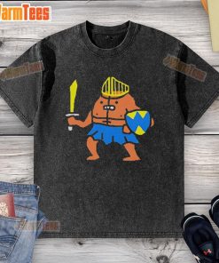 Model wearing a Cute The Warrior art washed t-shirt, showcasing a vibrant design and comfortable fit for casual wear.