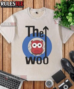 Cute The Woo Owl logo on a washed t-shirt, featuring a playful owl design and soft fabric for casual wear.